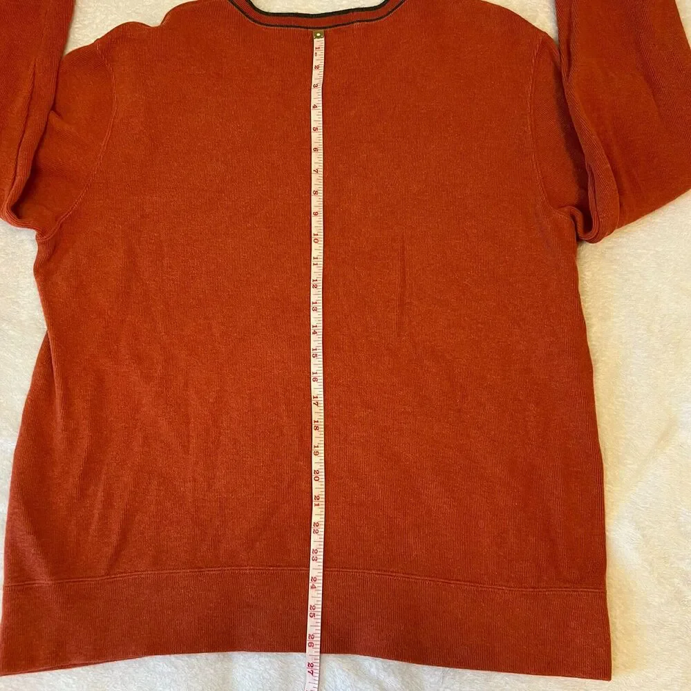 Polo Ralph Lauren Men Orange V-Neck Long Sleeve Casual Cotton Pullover Sweater L